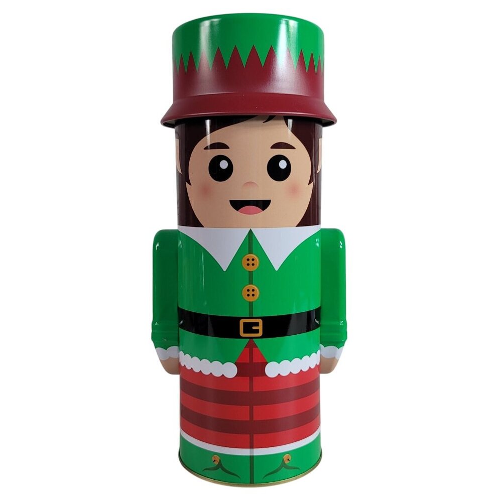 Harry & David Green Elf Tin 9.5" Christmas Gift Candy Cookie Container TIN ONLY